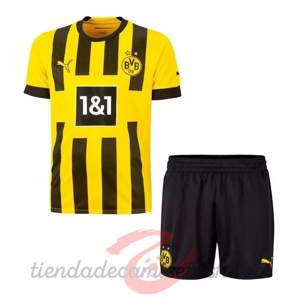 Casa Conjunto De Niños Borussia Dortmund 2022 2023 Amarillo Camisetas Originales Baratas
