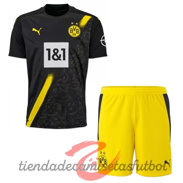 Segunda Conjunto De Niños Borussia Dortmund 2020 2021 Negro Camisetas Originales Baratas