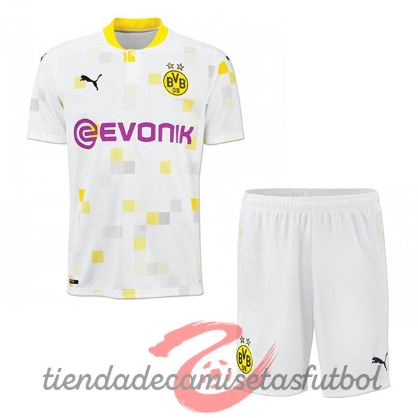 Tercera Conjunto De Niños Borussia Dortmund 2020 2021 Blanco Camisetas Originales Baratas
