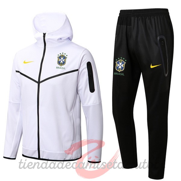 Chaqueta Con Capucha Brasil 2022 Blanco Negro Camisetas Originales Baratas
