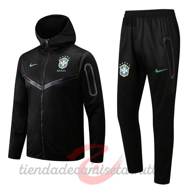 Chaqueta Con Capucha Brasil 2022 Negro Camisetas Originales Baratas