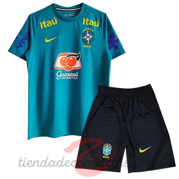Entrenamiento Conjunto Completo Brasil 2022 Verde Negro Camisetas Originales Baratas