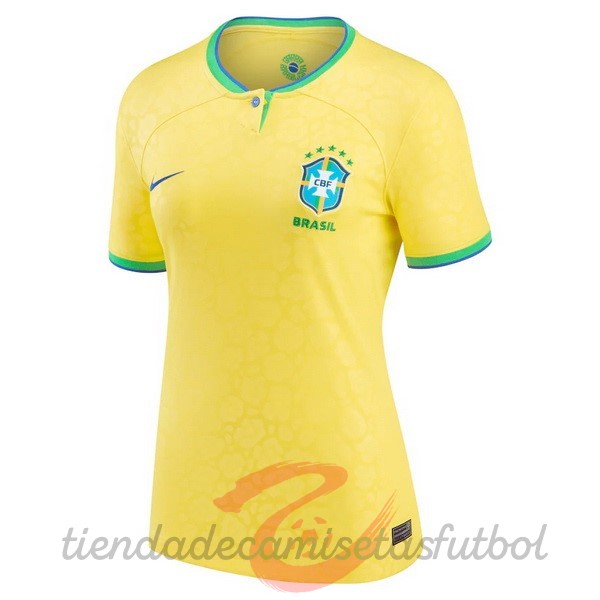 Casa Camiseta Mujer Brasil 2022 Amarillo Camisetas Originales Baratas