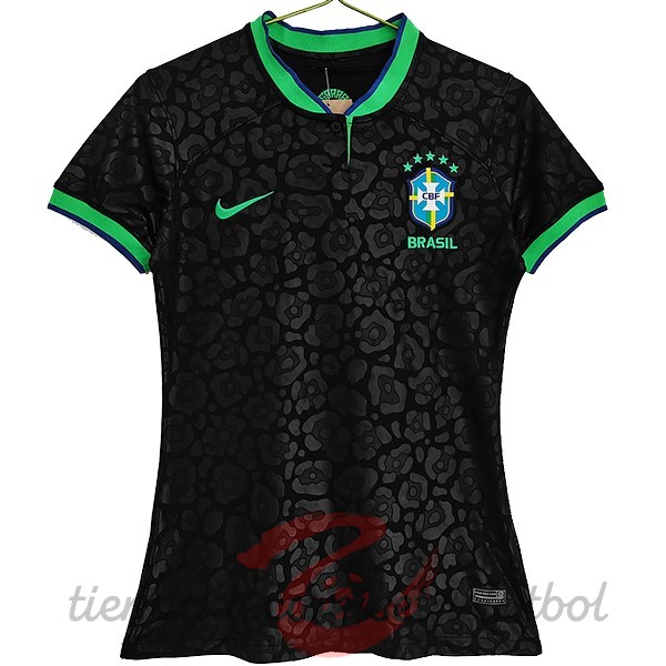 Tercera Camiseta Mujer Brasil 2022 Negro Camisetas Originales Baratas