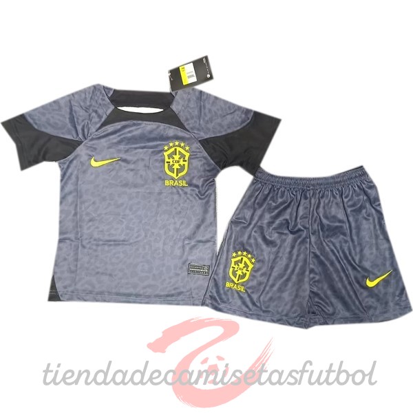 Portero Conjunto De Niños Brasil 2022 Negro Camisetas Originales Baratas