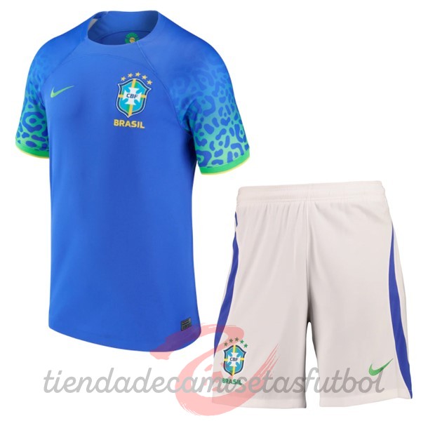Segunda Conjunto De Niños Brasil 2022 Azul Camisetas Originales Baratas