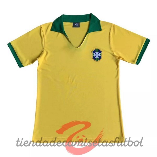 Casa Camiseta Brasil Retro 1957 Amarillo Camisetas Originales Baratas