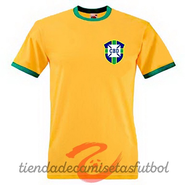 Casa Camiseta Brasil Retro 1970 Amarillo Camisetas Originales Baratas