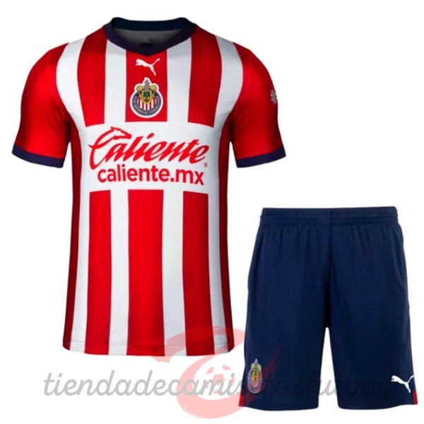 Casa Conjunto De Niños CD Guadalajara 2022 2023 Rojo Camisetas Originales Baratas