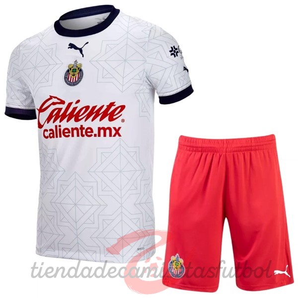 Segunda Conjunto De Niños CD Guadalajara 2022 2023 Blanco Camisetas Originales Baratas