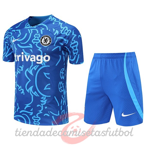 Entrenamiento Conjunto Completo Chelsea 2022 2023 Azul Blanco Camisetas Originales Baratas