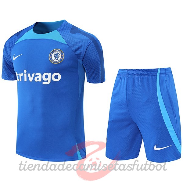 Entrenamiento Conjunto Completo Chelsea 2022 2023 Azul I Blanco Camisetas Originales Baratas