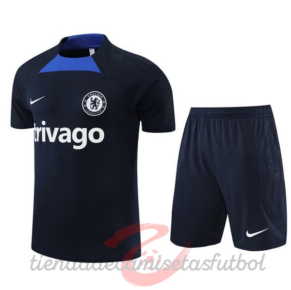 Entrenamiento Conjunto Completo Chelsea 2022 2023 Azul Marino Camisetas Originales Baratas