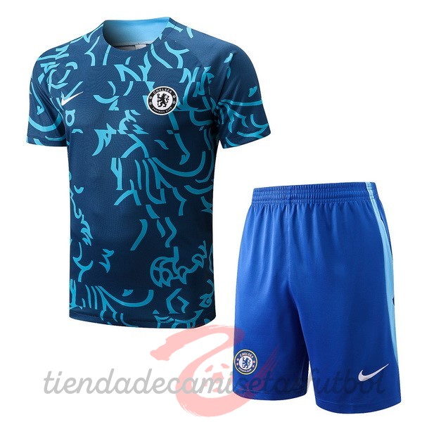 Entrenamiento Conjunto Completo Chelsea 2022 2023 Azul Verde Camisetas Originales Baratas