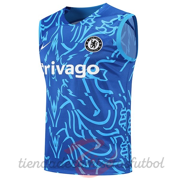 Entrenamiento Sin Mangas Chelsea 2022 2023 Azul Camisetas Originales Baratas