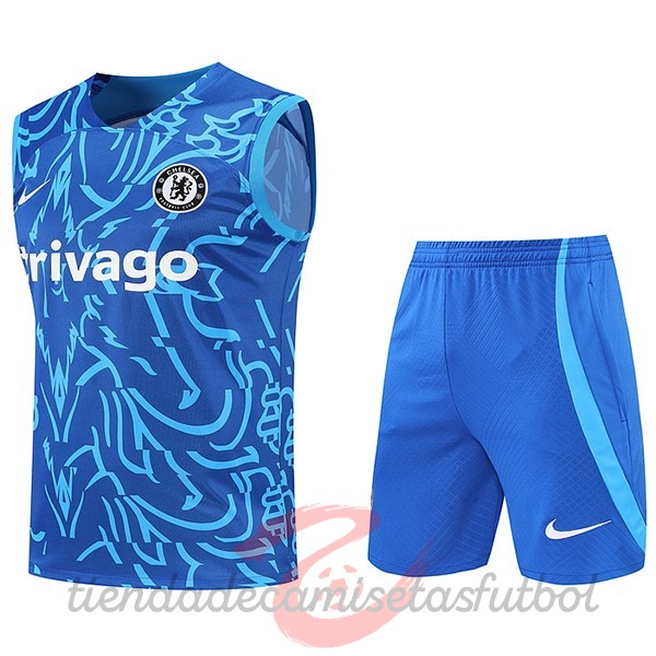 Entrenamiento Sin Mangas Conjunto Completo Chelsea 2022 2023 Azul Camisetas Originales Baratas