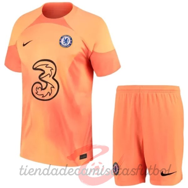 Conjunto De Niños Portero Chelsea 2022 2023 Naranja Camisetas Originales Baratas
