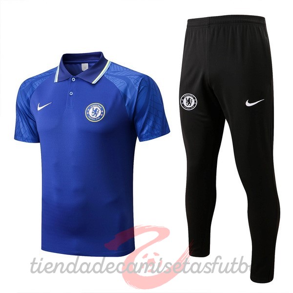 Conjunto Completo Polo Chelsea 2022 2023 Azul I Negro Camisetas Originales Baratas