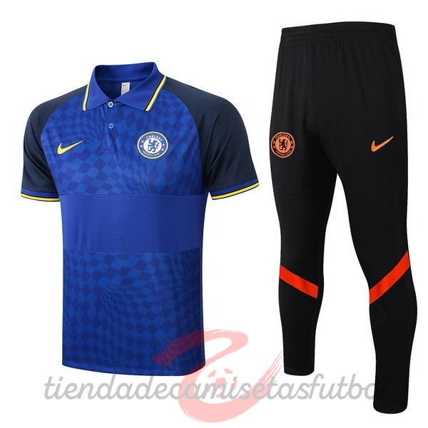 Conjunto Completo Polo Chelsea 2022 2023 Azul Negro Camisetas Originales Baratas