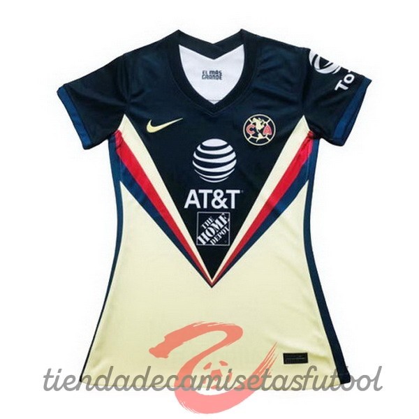 Casa Camiseta Mujer Club América 2020 2021 Amarillo Camisetas Originales Baratas