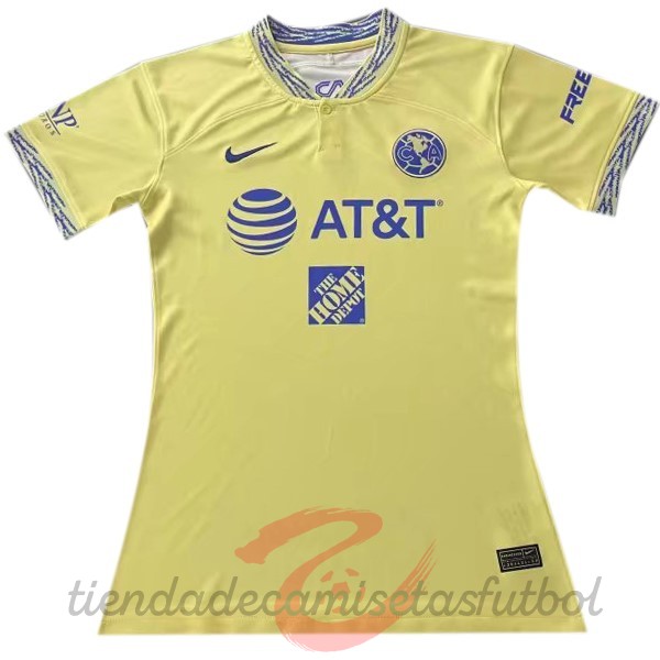 Casa Camiseta Mujer Club América 2022 2023 Amarillo Camisetas Originales Baratas