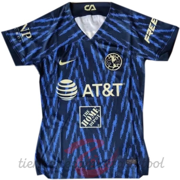 Segunda Camiseta Mujer Club América 2022 2023 Azul Camisetas Originales Baratas