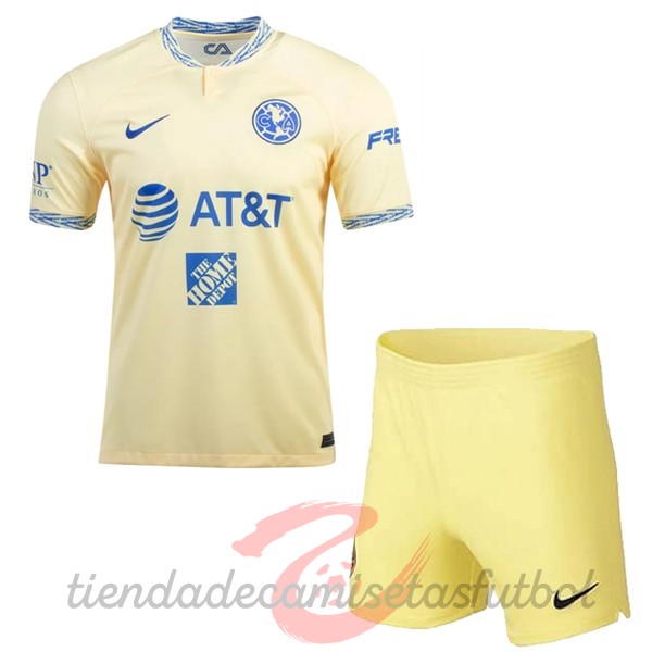 Casa Conjunto De Niños Club América 2022 2023 Amarillo Camisetas Originales Baratas