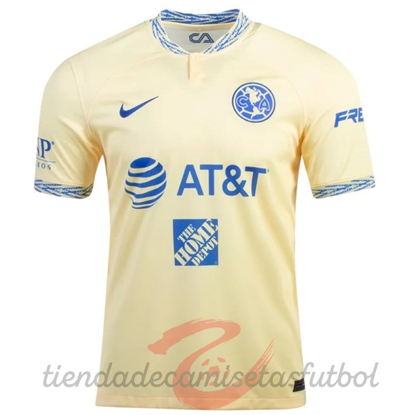 Tailandia Casa Camiseta Club América 2022 2023 Amarillo Camisetas Originales Baratas