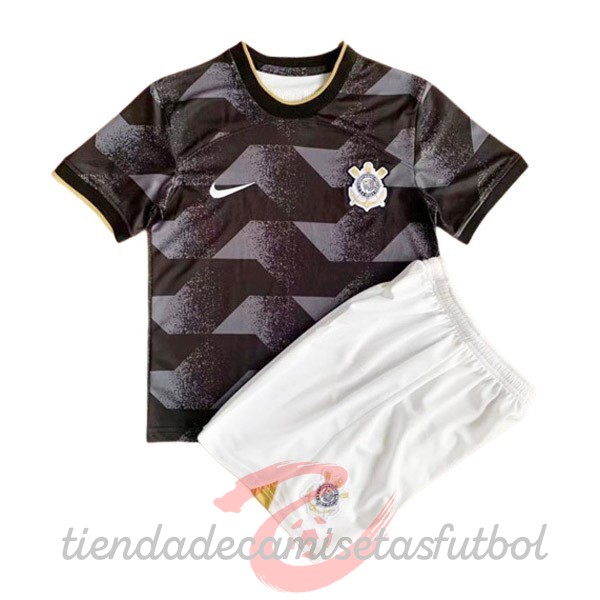 Segunda Conjunto De Niños Corinthians Paulista 2022 2023 Negro Camisetas Originales Baratas