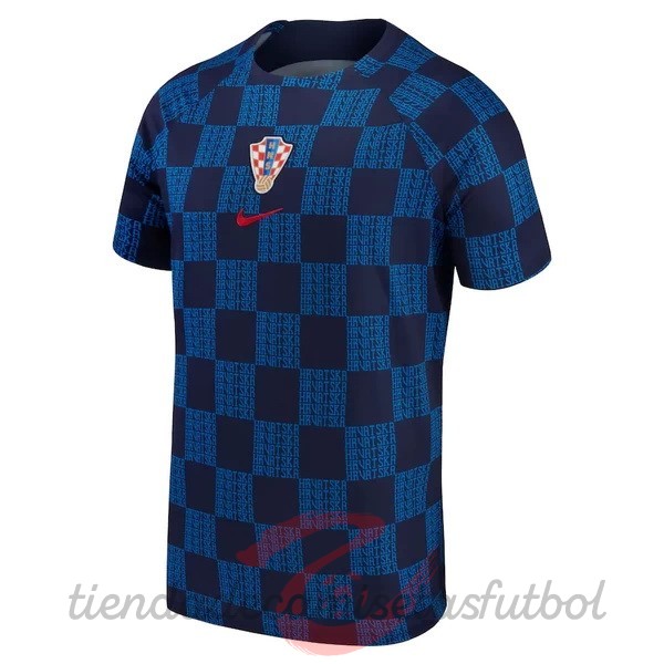 Tailandia Previo al partido Camiseta Croacia 2022 Azul Camisetas Originales Baratas
