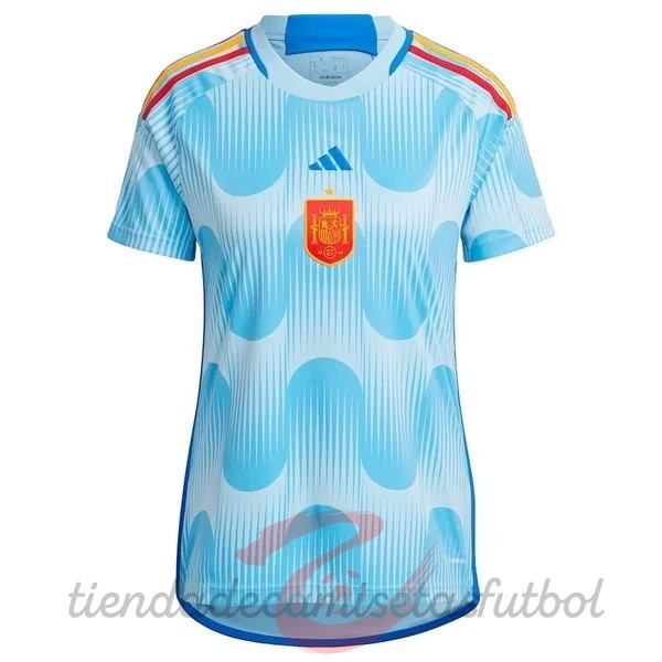 Segunda Camiseta Mujer España 2022 Azul Camisetas Originales Baratas