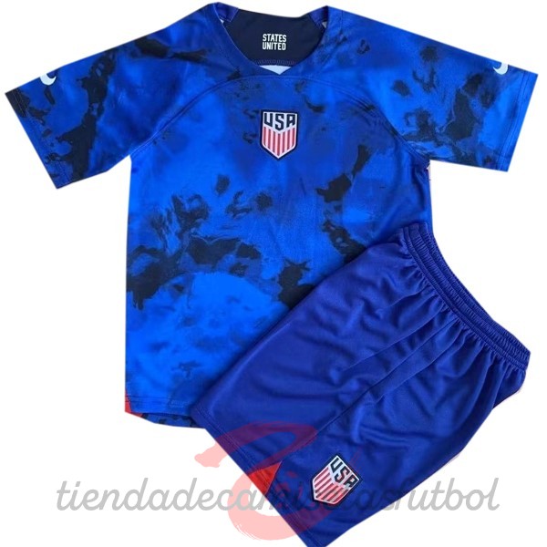 Segunda Conjunto De Niños Estados Unidos 2022 Azul Camisetas Originales Baratas