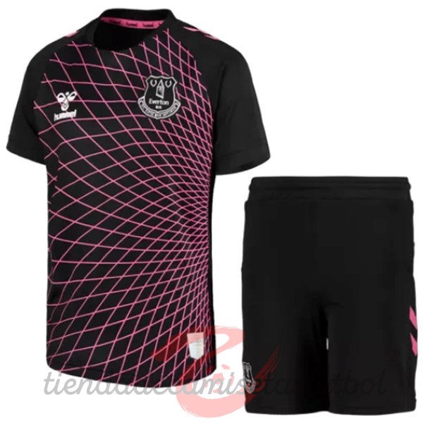 Portero Conjunto De Niños Everton 2022 2023 Negro Camisetas Originales Baratas