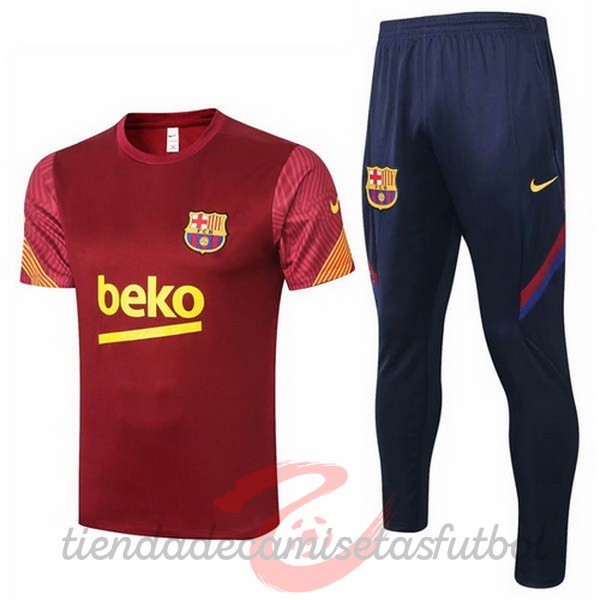 Entrenamiento Conjunto Completo Barcelona 2020 2021 Rojo Amarillo Camisetas Originales Baratas