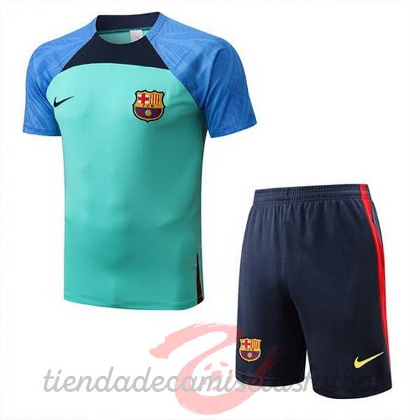 Entrenamiento Conjunto Completo Barcelona 2022 2023 Azul Verde Camisetas Originales Baratas