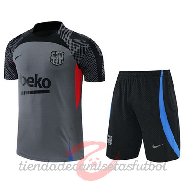 Entrenamiento Conjunto Completo Barcelona 2022 2023 Gris Negro Camisetas Originales Baratas