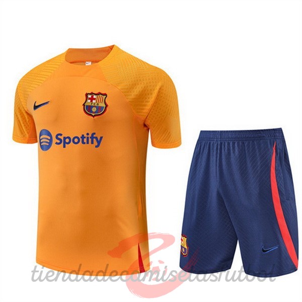 Entrenamiento Conjunto Completo Barcelona 2022 2023 Naranja Azul Camisetas Originales Baratas