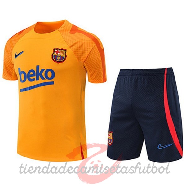 Entrenamiento Conjunto Completo Barcelona 2022 2023 Naranja I Negro Camisetas Originales Baratas