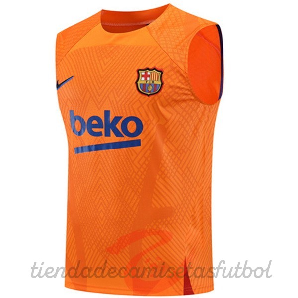 Entrenamiento Sin Mangas Barcelona 2022 2023 Naranja Camisetas Originales Baratas