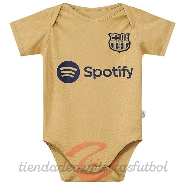 Segunda Onesies Niños Barcelona 2022 2023 Amarillo Camisetas Originales Baratas