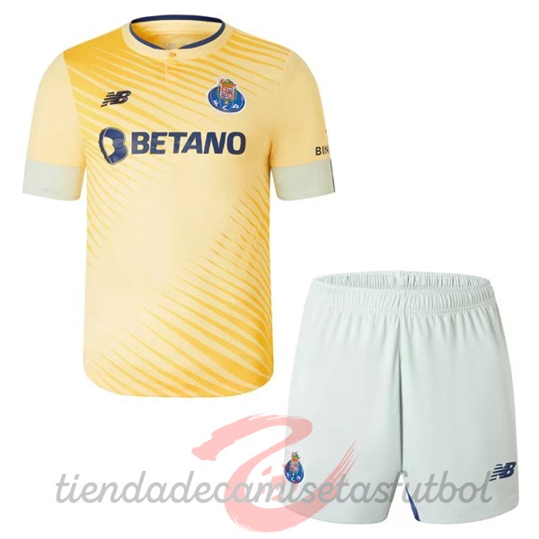Segunda Conjunto De Niños FC Oporto 2022 2023 Amarillo Camisetas Originales Baratas