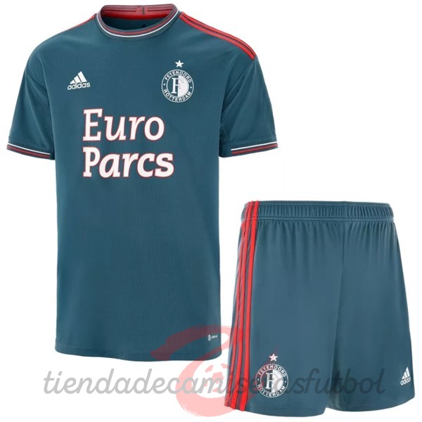 Segunda Conjunto De Niños Feyenoord Rotterdam 2022 2023 Azul Camisetas Originales Baratas