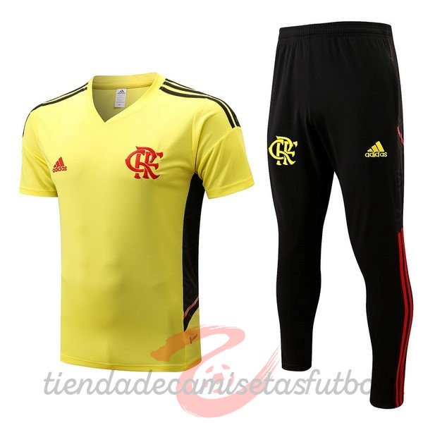 Entrenamiento Conjunto Completo Flamengo 2022 2023 Amarillo Negro Camisetas Originales Baratas