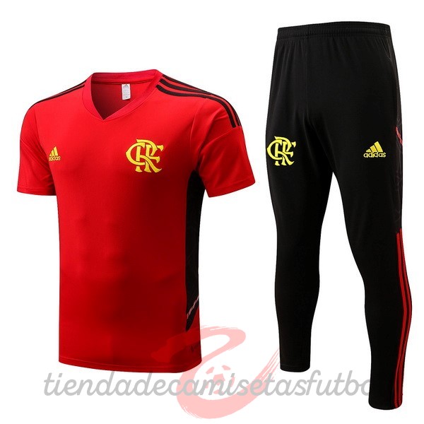 Entrenamiento Conjunto Completo Flamengo 2022 2023 Rojo Negro Camisetas Originales Baratas