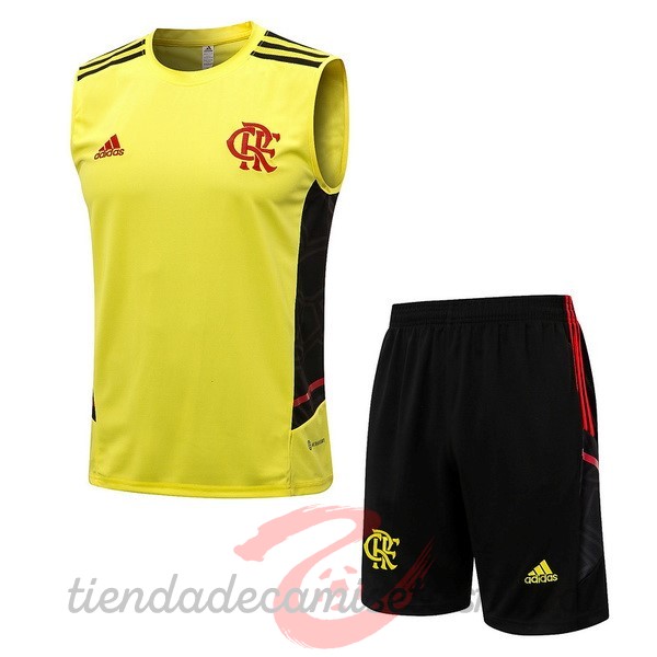 Entrenamiento Sin Mangas Conjunto Completo Flamengo 2022 2023 Amarillo Camisetas Originales Baratas