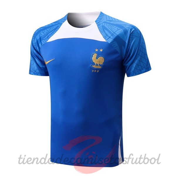 Entrenamiento Francia 2022 Azul Blanco Camisetas Originales Baratas