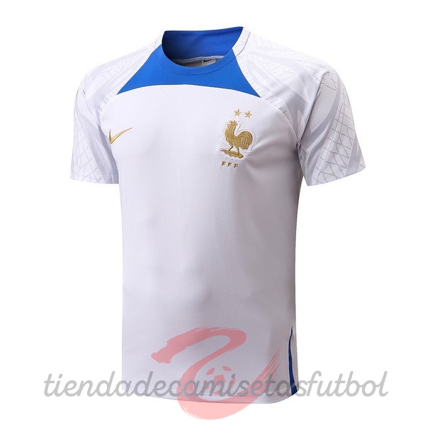 Entrenamiento Francia 2022 Blanco Azul Camisetas Originales Baratas