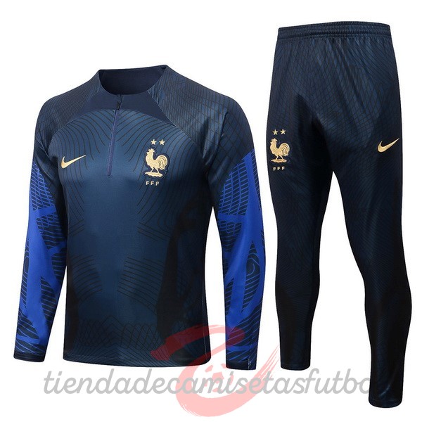 Chandal Niños Francia 2022 Azul II Marino Camisetas Originales Baratas