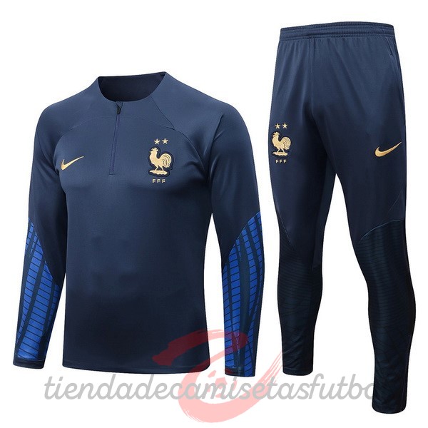 Chandal Niños Francia 2022 Azul Marino Camisetas Originales Baratas