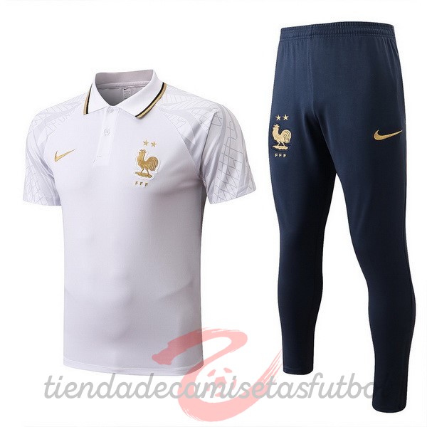 Conjunto Completo Polo Francia 2022 Blanco Azul Camisetas Originales Baratas